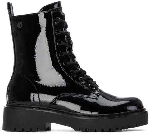 XTI - Botín Militar Mujer Negro - Calzado Cómodo y Versátil - Moda casual - Modelo 14439001 (Talla 37)