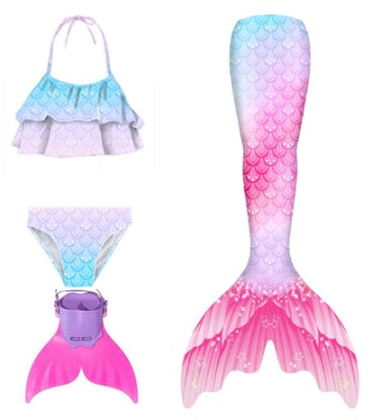 𝙈eerjung𝙛rauen𝙛losse Mädchen Mit Bikini Set schwimm𝙛lossen Kinder 𝙈eerjung𝙛rau 𝙈eerjung𝙛rauen Badeanzug 𝙈ono𝙛losse Bikinis Badekleid Badebekleidung Für 4-13 Jahre