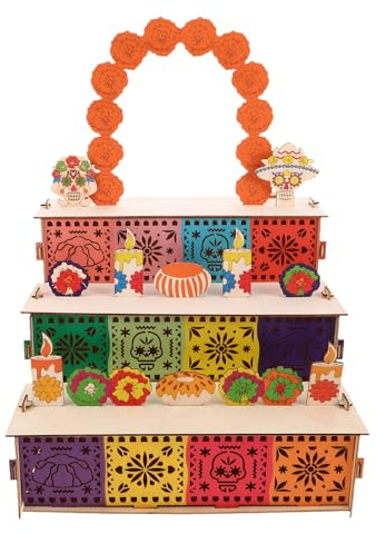 INOOMP Marco de Fotos de Madera con Forma de Caja de Sombra para el Día de Muertos - Decoración de Altar Mexicano para conmemoraciones - Marco de exhibición de caléndula para Festivales y