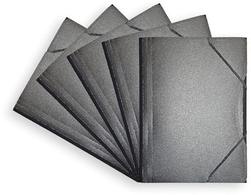 Conipa® 5 x Gummizugmappe Schwarz A4 aus PP-Kunststoff (Plastik) - Mappe & Hefter mit Gummizug Schule & Büro (langlebig) - Eckspanner-Mappen & Hausaufgaben-Mappen Kinder (PVC-frei) mit Innenklappen