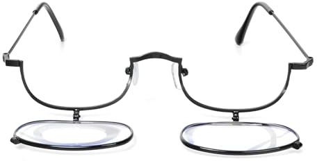 KoKoBin Occhiali da lettura in metallo per trucco da donna Specchio da trucco rotante portatile (Nero, 3.5, x)