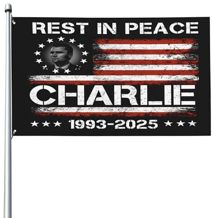 Bandera de homenaje a Charlie Kirk, bandera republicana con banderas de Charlie, letrero de jardín de 3 x 5 pies