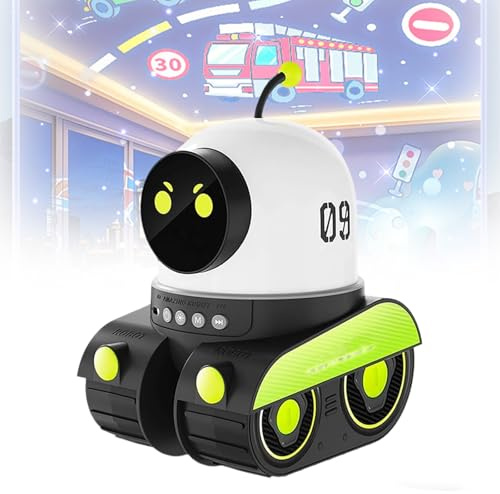 Kids Cartoon Projector Lamp, Cartoon Robot Car Projector Night Light, 21 Slides+360° Rotation Silent Kids Night Light, 6 Lighting Modes, Eight Pieces of Music, for Christmas Birthdays Gift (1 Pc)