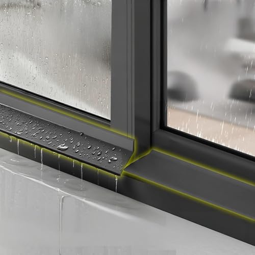 2M Selbstklebende Fenster-Wetterleiste, Fensterbank-Schutz, Für Äußere Sash-Fenster, Außen Dachüberstände, Verhindert Rückfluss von Regenwasser, Wasserdicht, Dichtungsprofil(Size:4.5cm,Color:Schwarz)