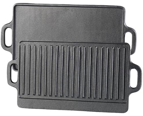 Gusseiserne Wende-Grillplatte für Ofen, Herd & Grill, 46 x 23 cm