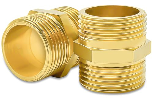Leyrens 2 Pièces 1 Pouce (diamètre 25mm) Manchon en Laiton, Connecteurs Droits en Laiton Hexagone, Raccords à Visser pour Tuyau, pour Raccordement de Tuyaux, Eau Potable, Projets de Bricolage
