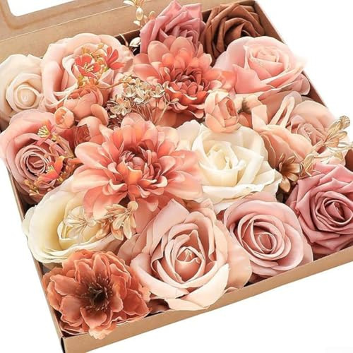 Fiori artificiali, rose dalie in seta viola con steli, per matrimoni, compleanni, fai da te, bouquet da sposa (numero di 2)