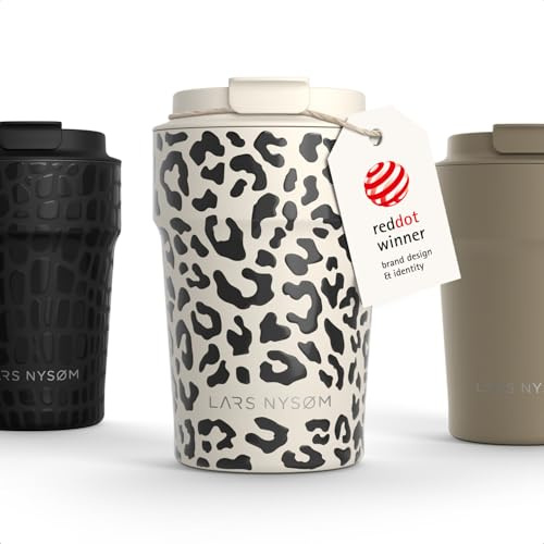 LARS NYSØM Thermo Kaffeebecher to go 0,38 l | Auslaufsicherer Travel Mug mit Isolierung | Rutschfester Boden | Edelstahl Thermobecher für Kaffee und Tee unterwegs (Beige, 380ml)