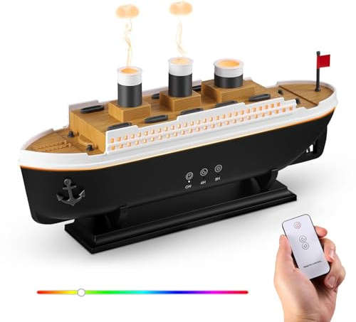 Titanic Humidifier, Rain Cloud Humidifier with Remote Control Aromatherapy Diffuser Steam Humidifier 7 Light 2 Mid Mode Humidifier for Bedroom