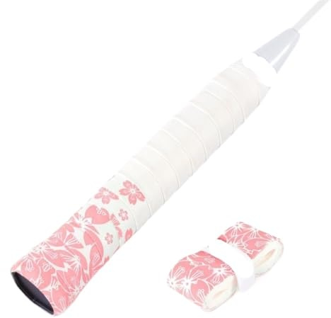 CIGPKLO greppband tennisracket 2 stycken tryckta tennis-badminton-greppband, halkfria, svettabsorberande, rackethandtag, omslag, stötdämpande, slitstark (rosa1)