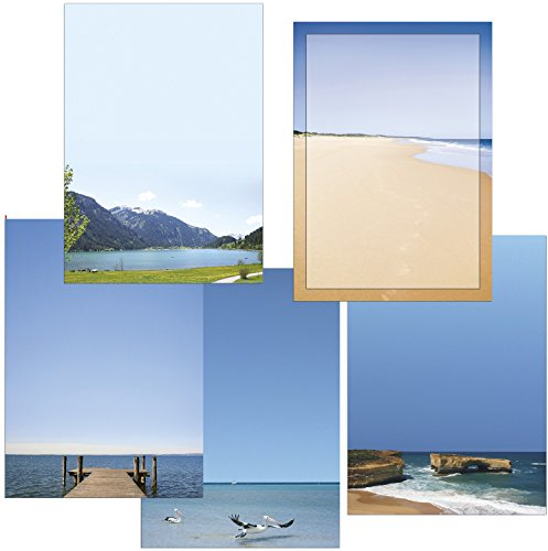 Berge - Wasser - Meer Briefpapier-Mix 50 Blatt 5x10 Blatt DIN A4 90 g/m²