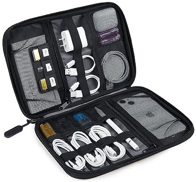 BAGSMART Electronics Case - Universal Travel Case - Electronics Accessory Organizer - Black - 6.5 x 9 x 0.8 inches