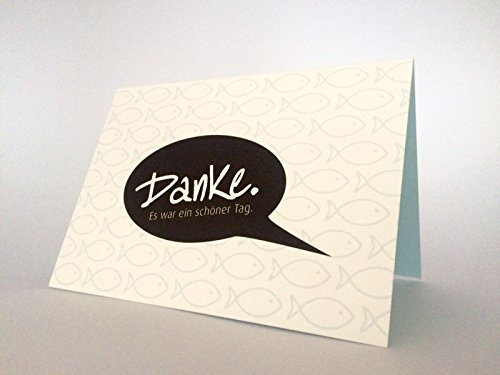 20 Hochwertige Danksagungskarten Doppelkarte - Klappkarte „Danke“ Konfirmation Sprechblase  C6 mit farbigem Umschlag