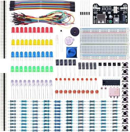 ELEGOO Electronic Fun Kit Breadboard Cable Resistor Capacitor LED Potentiometer for Electronic Learning Kit, compatible with Arduino UNO R3, MEGA, Raspberry Pi, Datasheet Available To Download
