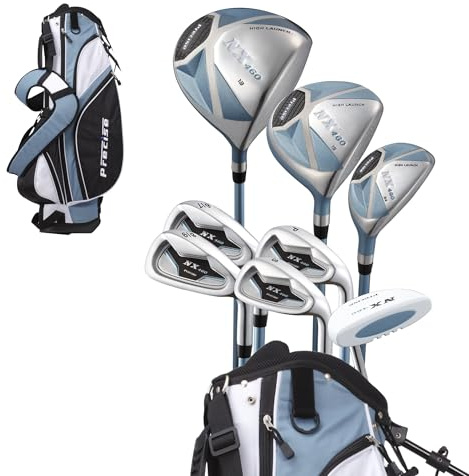 Precise NX460 damer komplett golfklubbor set inkluderar förare, farfar, hybrid, 4 strykjärn, putter, väska, 3 H/Cs – 2 storlekar – normal och liten storlek! (höger hand 5 3 tum – 5 9 tum)