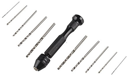 HALJIA 10 Pieces Twist Drill Bits Hand Woodworking Drill Precision Pin Vise Mini Micro Aluminum Hand Drill Rotary Tools for Model Jewelry Walnut Amber Beeswax Olive Nut