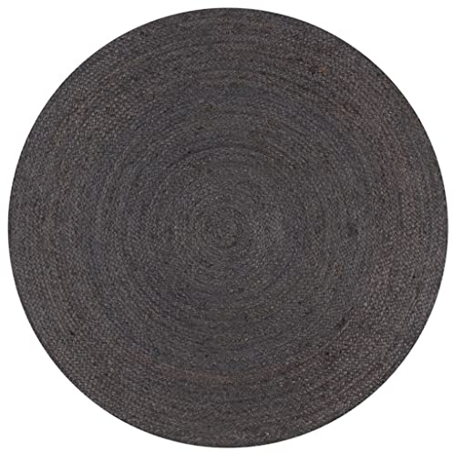 vidaXL Alfombra Redonda de Yute Tejida a Mano Tapete Alfombrilla Felpudo Moqueta Tapiz Esterilla Artesanía Diámetro 90 cm Gris Oscuro