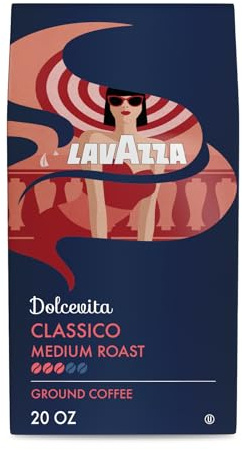 Lavazza Classico Ground Coffee Blend, Medium Roast, Authentic Italian, Blended And Roasted in Italy, Non GMO, Value Pack, A Full bodied with rich flavor and notes of dried fruit, 20 Ounce