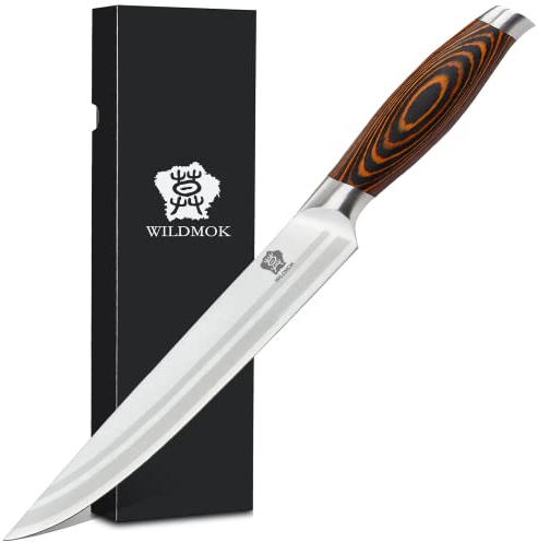 WILDMOK Tranchiermesser 21cm Schneidemesser Fleischmesser Deutsch Hochgekohlter Edelstahl mit Pakkawood Griff