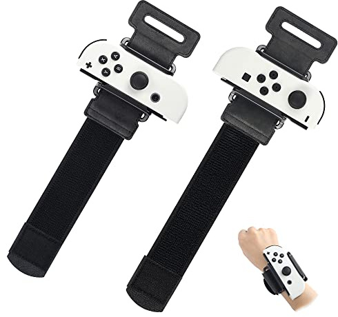 FANPL Lot de 2 bracelets compatibles avec Just Dance 2025/2024/2023/2022, sangle élastique confortable et réglable pour Nintendo Switch et manette OLED Joy-Con, pour adultes et enfants (noir)
