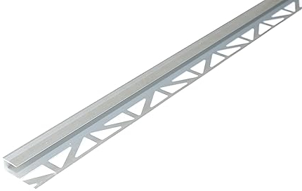Dalsys Übergangsprofil Abschlussprofil 200cm für 8mm Belagsstärke, zum Einfliesen, aus Aluminium, Silber
