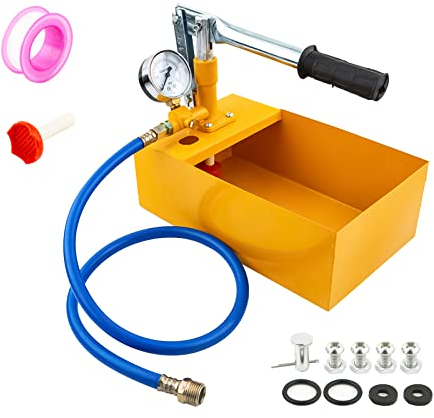 5 L Abdrückpumpe Prüfpumpe Befüllpumpe Solar 5 MPa Manuelle Hydraulische Testpumpe 0-25 Bar Druckprüfpumpe Heizung Handpumpe mit 1/2 Druckschlauch