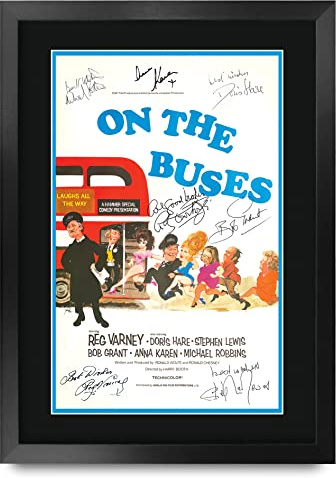 HWC Trading FR A3 On the Buses Geschenke Geduckter Poster Signiertes Autogramm Foto für Fans von Film Memorabilien - A3 Framed