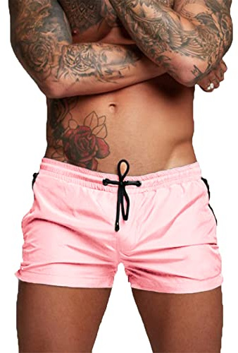 EDOTON Bañador para Hombre, Pantalones Cortos Impermeables para Surf o Natación (EU L, B-Rosa)