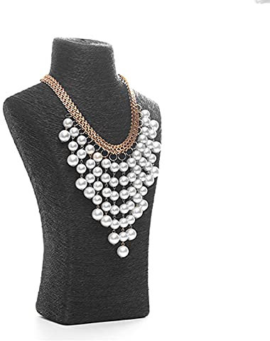 Schmuckständer Halskette Kette Schmuckbüste Display Halter Ständer, Halsketten Display Halskette Schaufensterpuppe, Halskette Büste, Seil Schmuckständer Schmuckhalter (Farbe: Schwarz, Größe: 21 cm)