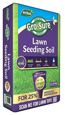 Lawn Seeding Soil for Seed Germination as well as Seedling & Cutting Establishment, Seaweed & Nutrients for Healthy growth (25L)