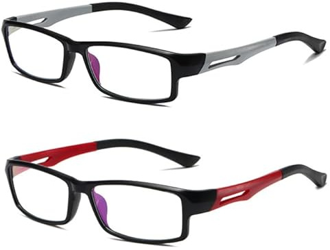 Eyglajdd TR90 Lesebrille für Damen Herren,2er Packe Blaulichtblockierende Brillen Grau-Rot +3,50
