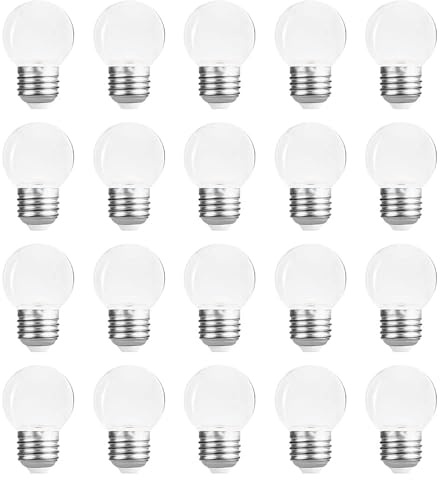 WULUN 20er Pack E27 LED Lampe 2W 200Lm 6000K Kaltweiß Energiesparlampen in Golfball Form G45 LED Glühbirne für Innen und Außen Garten Girlande Urlaub Terrasse Party Weihnachten Dekoratives Licht