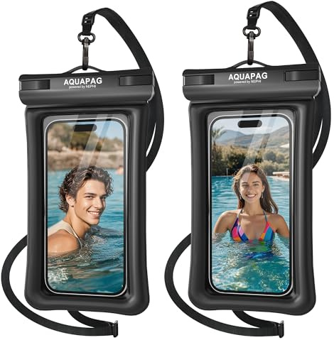 NEPHI IPX8 Floating Waterproof Phone Pouch 2 Pack-Up to 8.0，Floating Phone Case for iPhone Andriod, Dry Bags for Vacation Beach Pool Kayak Cruise Travel Essentials (Black Black 2 Pack)