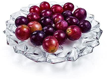 guiling-1986 Countertop Fruit Bowl Lotus Shallow Bowl Flat Tray Tray Crystal Glass Home Clear Candy Dried Fruit Cut Face Table Decorative Ornament Kitchen Utensils Fruit Basket Bowl