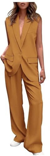 rtdgcv Tenue 2 pièces pour femme, gilet de costume sans manches, pantalon large, ensemble business décontracté, combinaison d'été pour femme, combinaison pantalon pour femme, combinaison élégante pour