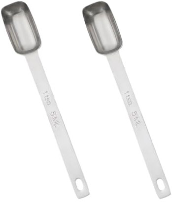 FSSTUD 2 Pcs Mini Cooking Measuring Spoon Tiny Stainless Steel Measure Spoons Metal Baking Measuring Spoon Small Spice Measure Tool Long Handle Measuring Teaspoon 5ml
