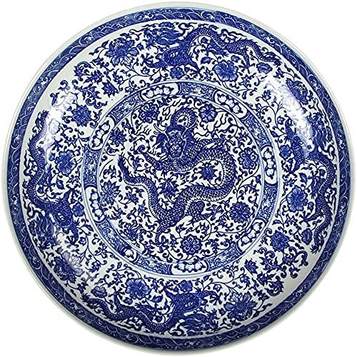 Posate in Ceramica Ciotole per Pasta Oversize Extra Large Zuppa in Ceramica Modello Drago Ciotola Insalata di Frutta Piatto Fondo Grande capacità Lavabo in Porcellana Blu e Bianco dipin