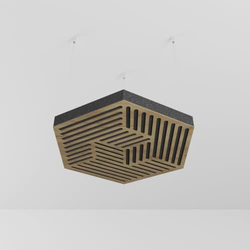 Pack de 2 paneles acústicos de difusión y absorción para techo con kit de montaje | Panel acústico colgante | Tratamiento acústico | Color: [HEXAGON | Roble]