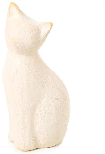 Logbuch-Verlag Katze Dekofigur aus Keramik beige Creme Moderne Dekokatze Geschenkidee Geburtstag Hochzeit 22 cm