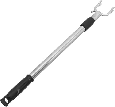 TOPBATHY Telescoping Clothes Rod with Fork 20.87In Adjustable Ceiling Reach Pole for Closet Space Saving and Clothes Hanging Organizer