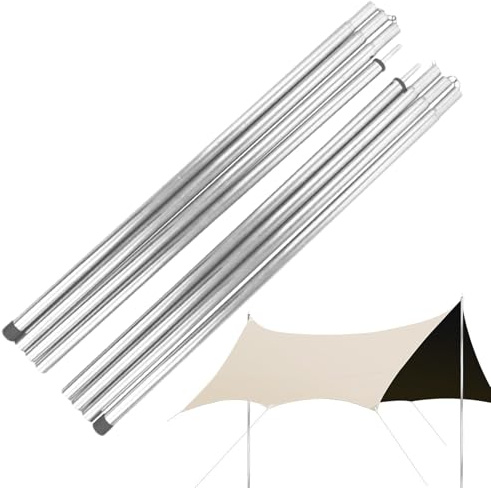 2 Pcs Tent Poles, Tarp Poles, Tent Canopy Poles - Stable Tarpaulin Poles, Adjustable Tent Poles, Lightweight Metal Camping Tarpaulin Poles for Awning, 2 Pieces