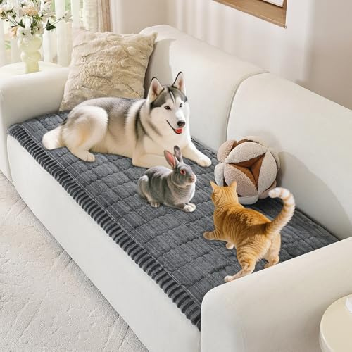 ENONCI Hundedecke Flanell Sofaüberzug Dicke Sofa überzug Haustierfreundlich Weich und Komfortabel rutschfeste Gestaltung Sicher und Langlebig Maschinenwaschbar Sofa Schutz (Dunkelgrau, 70 x 180CM)