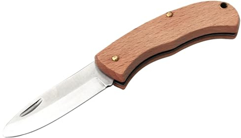 Geschenkissimo Kindermesser, Taschenmesser mit abgerundeter Spitze Buche Holzgriff rostfrei - Klappmesser, Schnitzmesser, Messer für Kinder - Geschenkidee