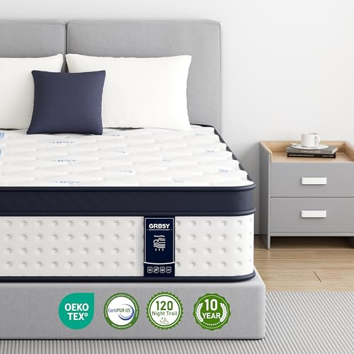 Grbsy H3 Hybrid Matratze 180x200 cm, 26 cm Höhe, 7-Zonen Taschenfederkernmatratze mit Memory-Schaum, Ergonomische Unterstützung, Bewegungsisolierung, Oeko-TEX & CertiPUR-US Zertifiziert