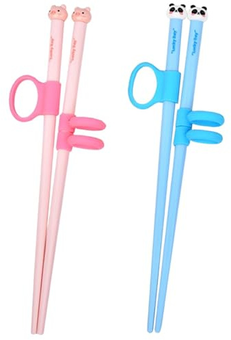 JYNXOR 2 Paia Bacchettes Addestramento Bambini, Bacchette Cartone Animali, Bacchette da Allenamento, Ausilio per Bacchette Cinesi, Antiscivolo, Riutilizzabili, Adatte a Principianti, Adulti, Bambini