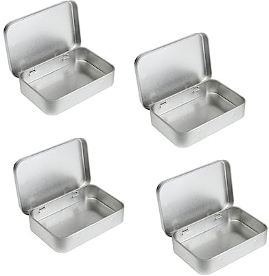 GALPADA 24pcs Metal Tin Cans Mini Rectangular Empty Tins Box for Mints Candy Small Packaging Travel Camping Airtight Storage Case