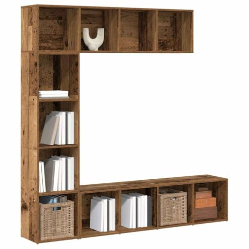 LLEZKBR Étagères, bibliothèques et étagères debout - Armoire à livres 3 pièces en bois vieilli