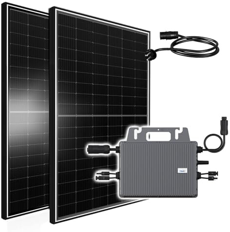 Balkonkraftwerk 900W JA Solar Solarpanel mit 800W TSUN MS800 Micro Wechselrichter WiFi, 2X 450W Bifazial Solarmodule Black Frame für Haus Dach Terrasse Garten PV Anlage Solaranlage