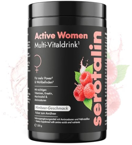 serotalin Active Women Multi-Vitaldrink für Frauen | Myo-Inositol, Kreatin, L-Tyrosin, L-Citrullin, Multivitamin Komplex, Biotin, Magnesium, Zink & Selen | Zuckerfrei, Vegan & Made in Germany