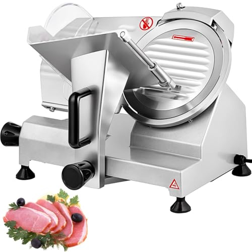 Trancheuse à Viande Professionnelle, Trancheuse éLectrique 120W/150W/250W, éPaisseur RéGlable, 300 Tr/Min avec Lame Et Chariot, Pieds AntidéRapants pour La Viande PanéE,12 in